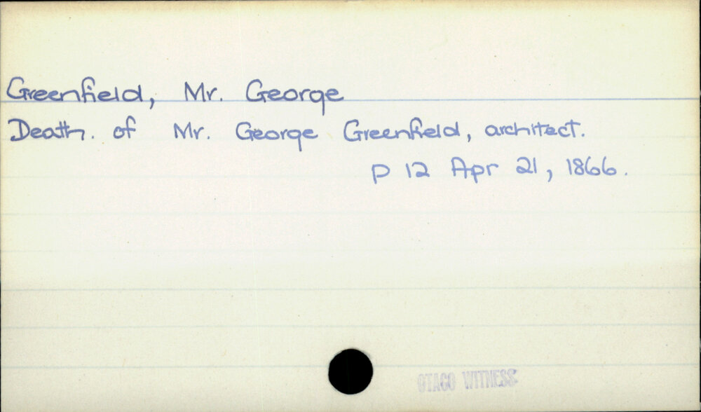 Greenfield, Mr. George