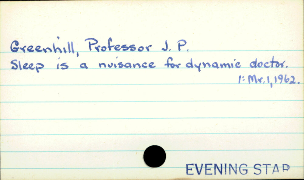 Greenhill, Professor J.P.