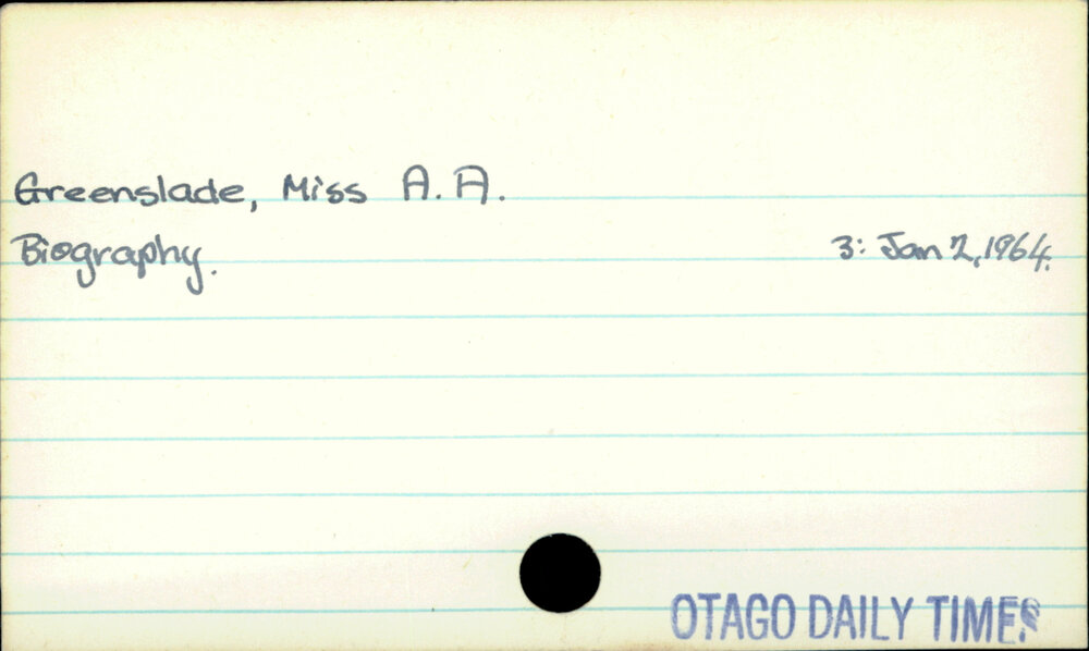 Greenslade, Miss A.A.