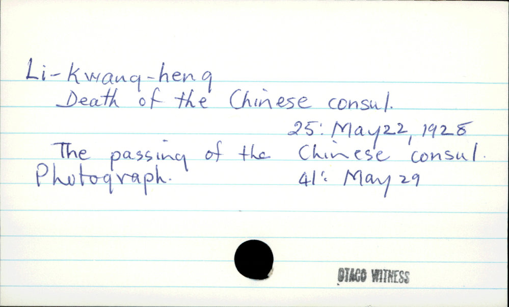 Li - kwang - heng | Dunedin Public Libraries