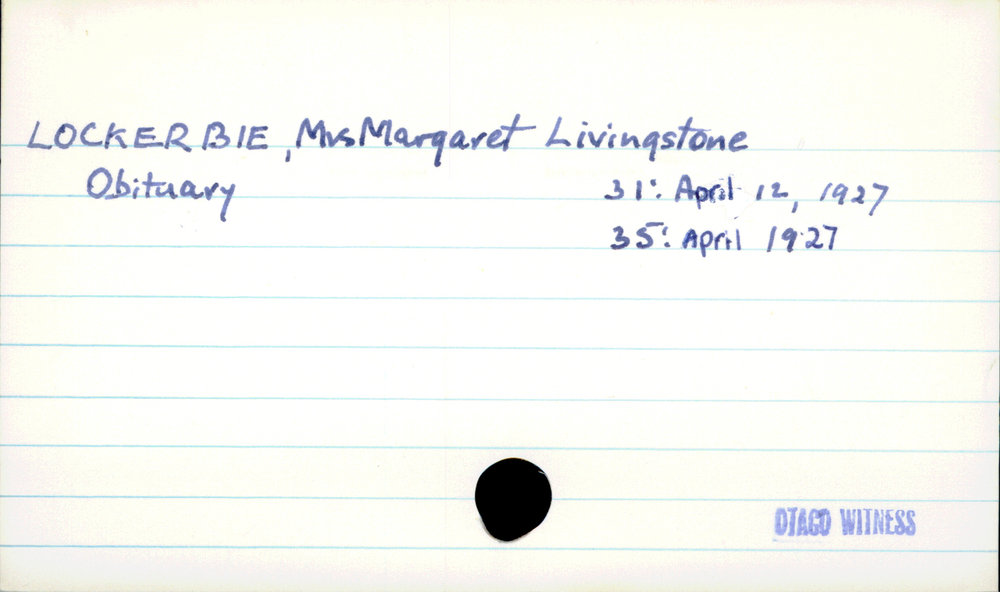 Lockerbie, Margaret Livingstone