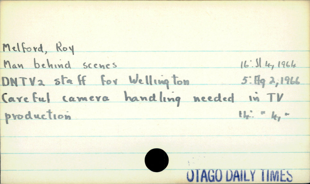Melford, Roy | Dunedin Public Libraries