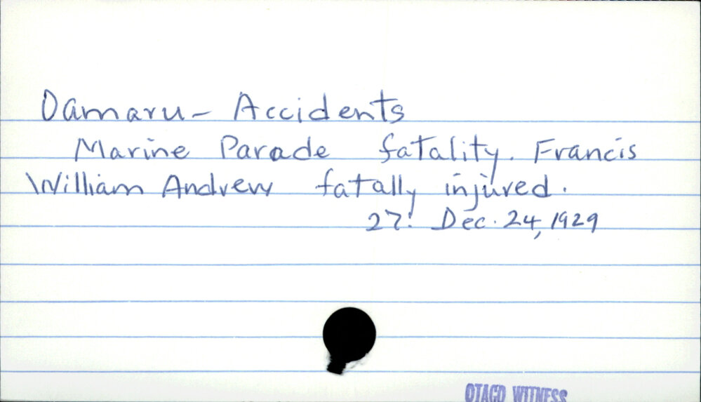 Oamaru - Accidents