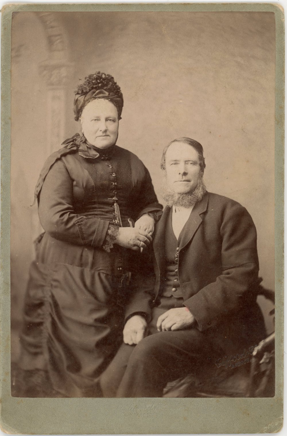 Studio portrait of an unknown middle aged couple . No 1