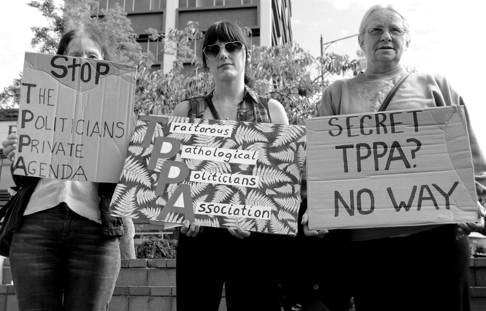 Protest against the TPPA in Dunedin.
