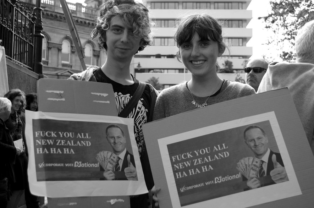Protest against the TPPA in Dunedin. | Dunedin Public Libraries