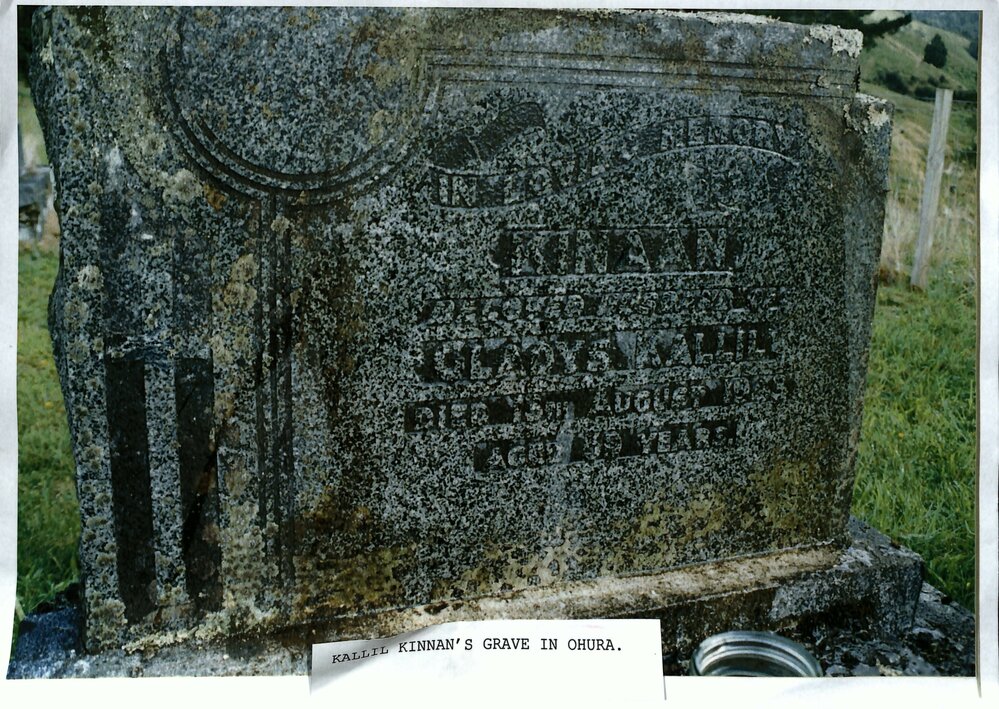 Kinnons headstone in Ohura cemetery