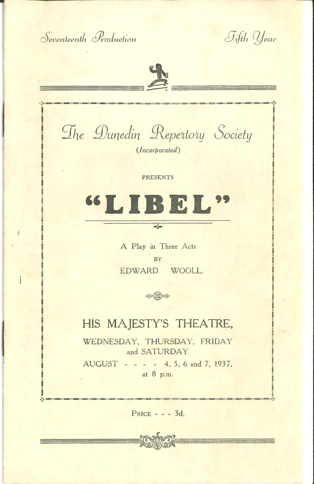 Libel: Theatrical Programme