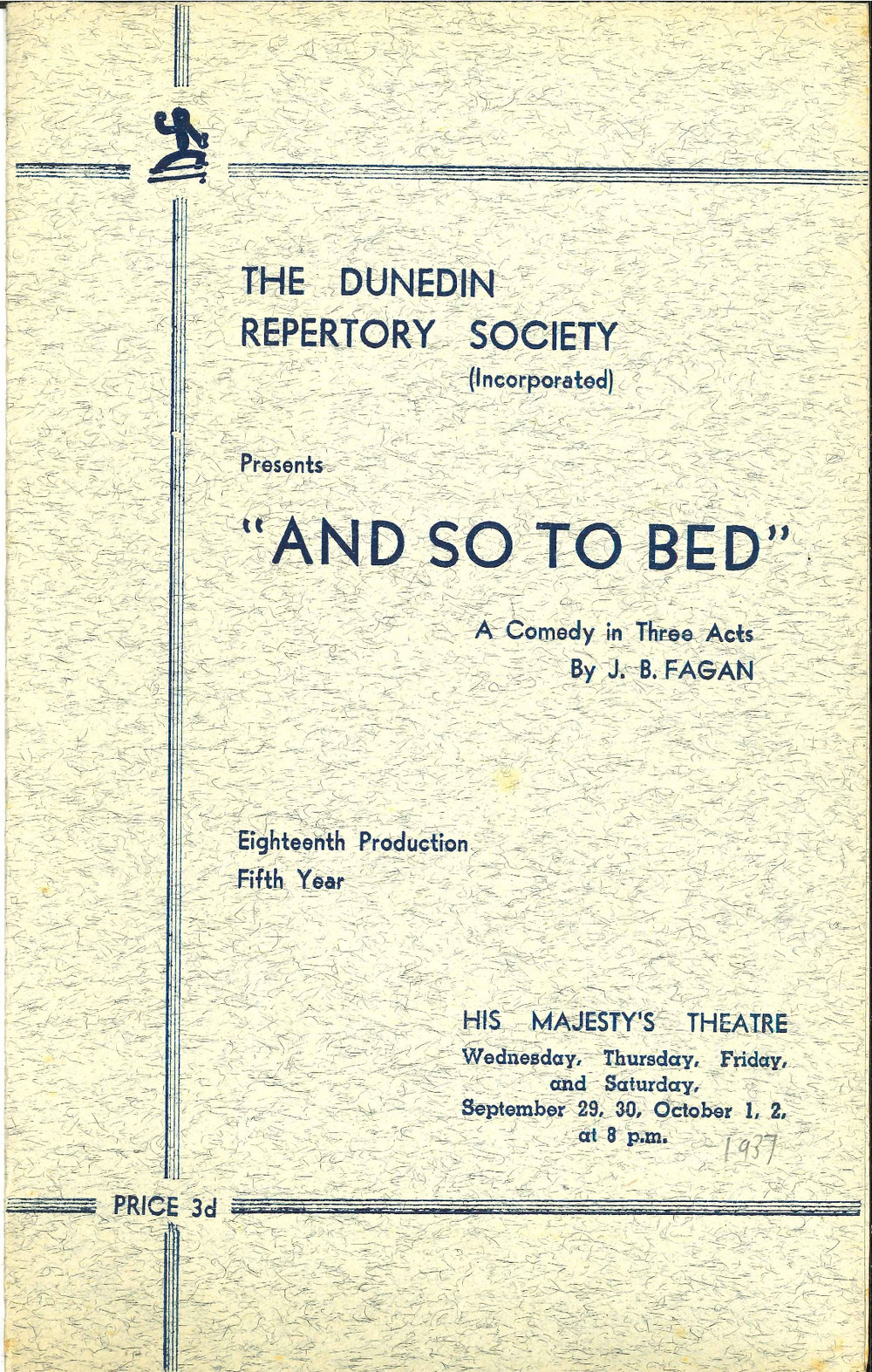 And So To Bed: Theatrical Programme