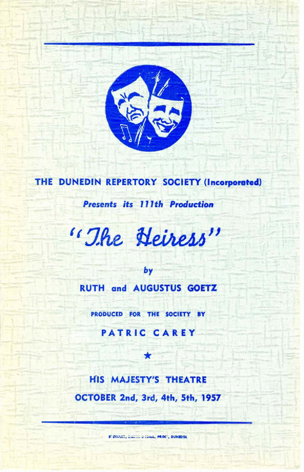 The Heiress: Theatrical Programme