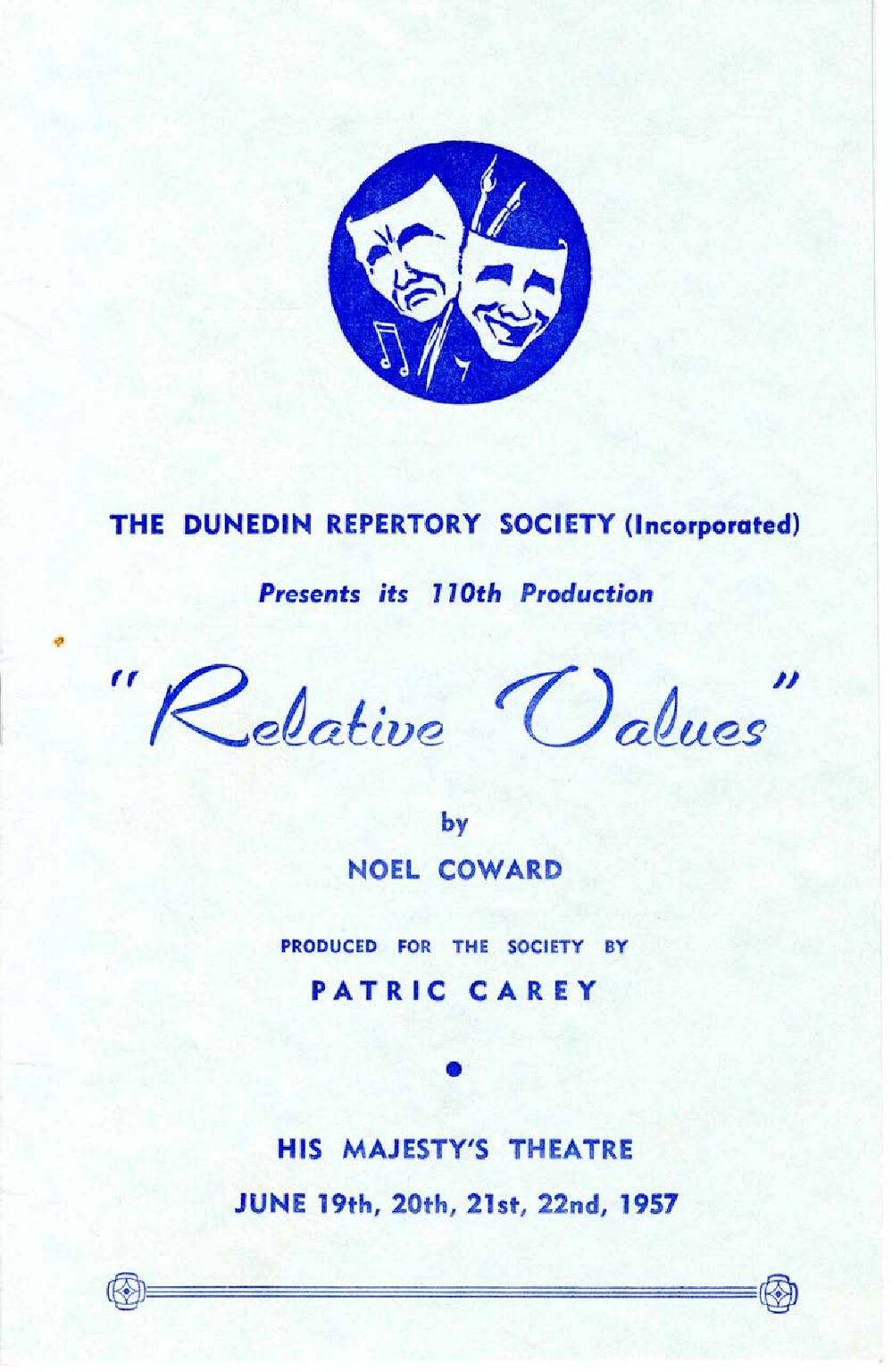 Relative Values: Theatrical Programme