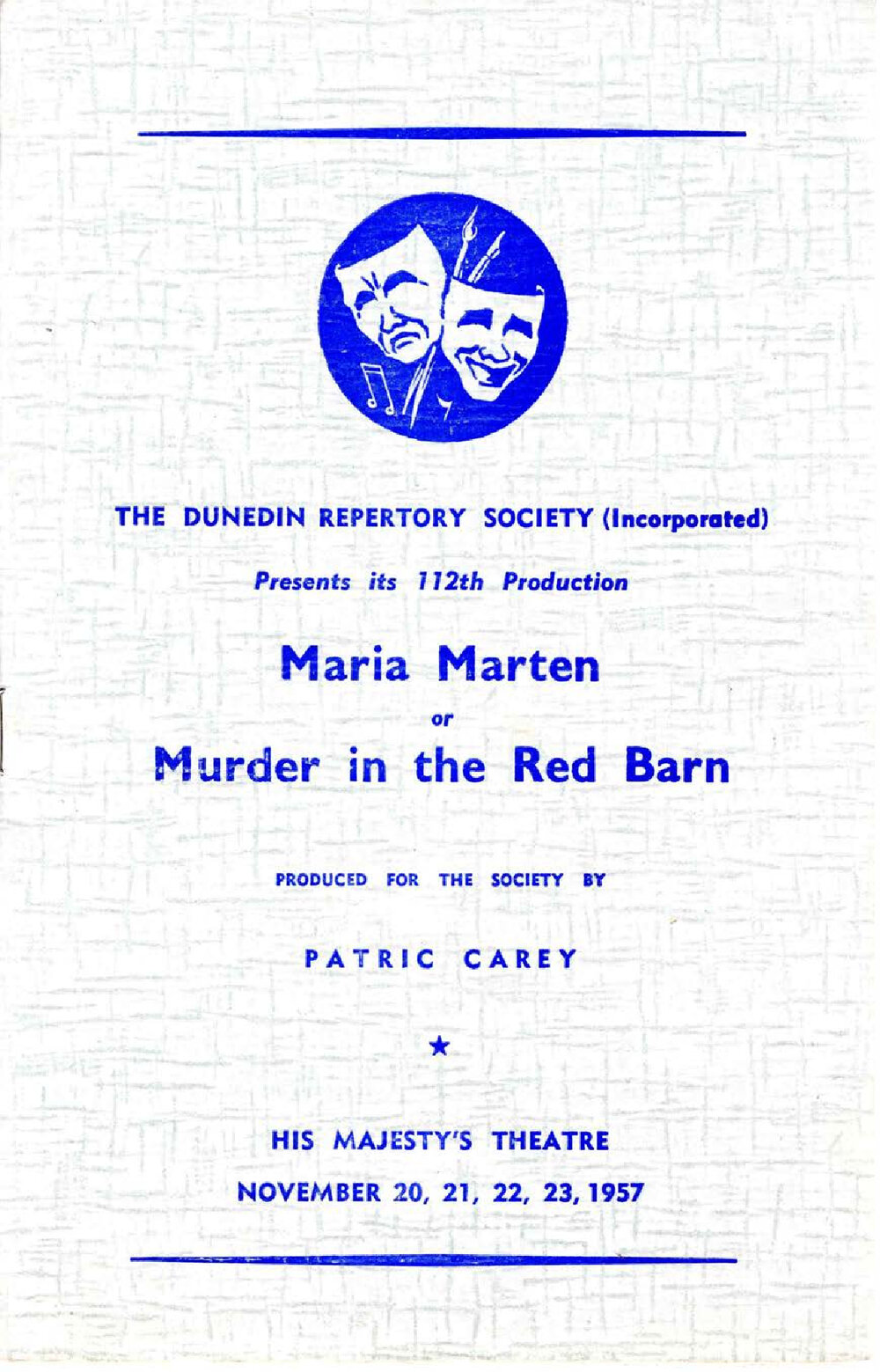 Maria Marten or Murder in the Red Barn: Theatrical Programme