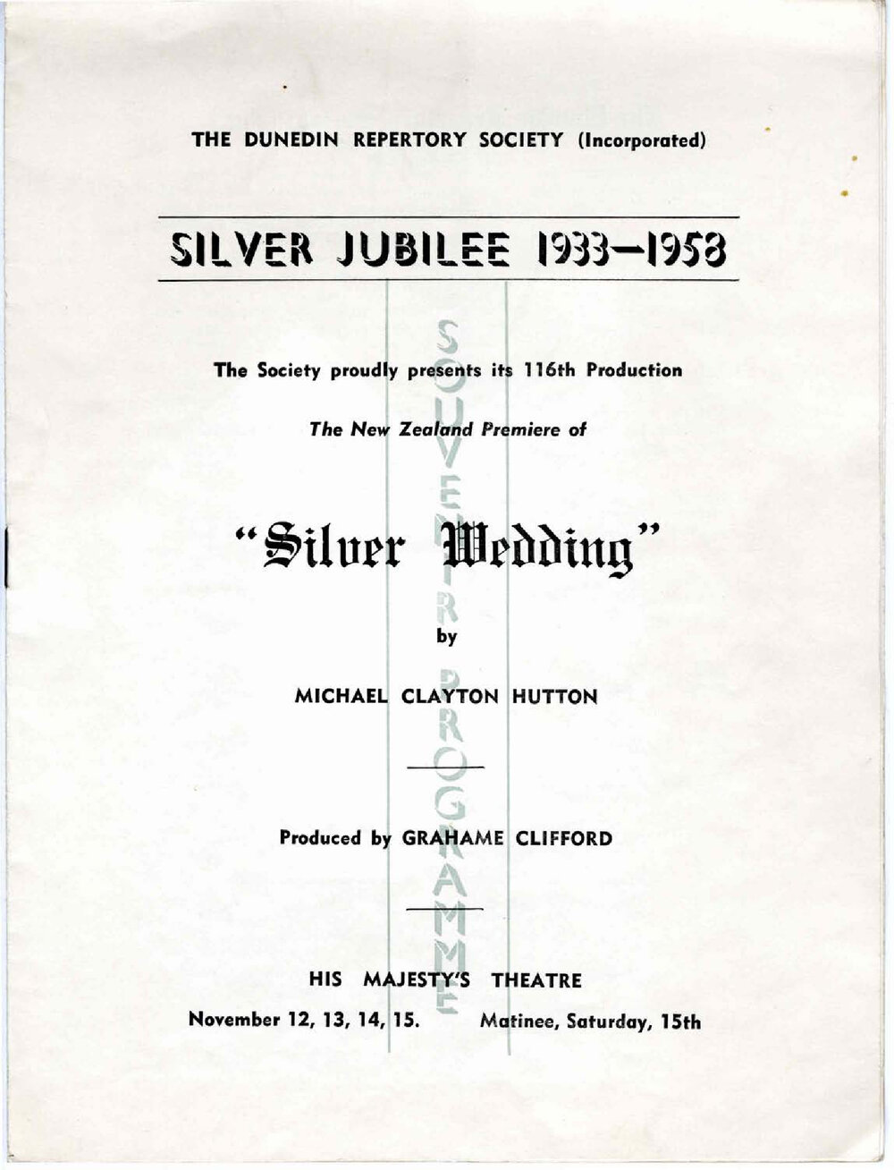 Silver Wedding: Theatrical Programme
