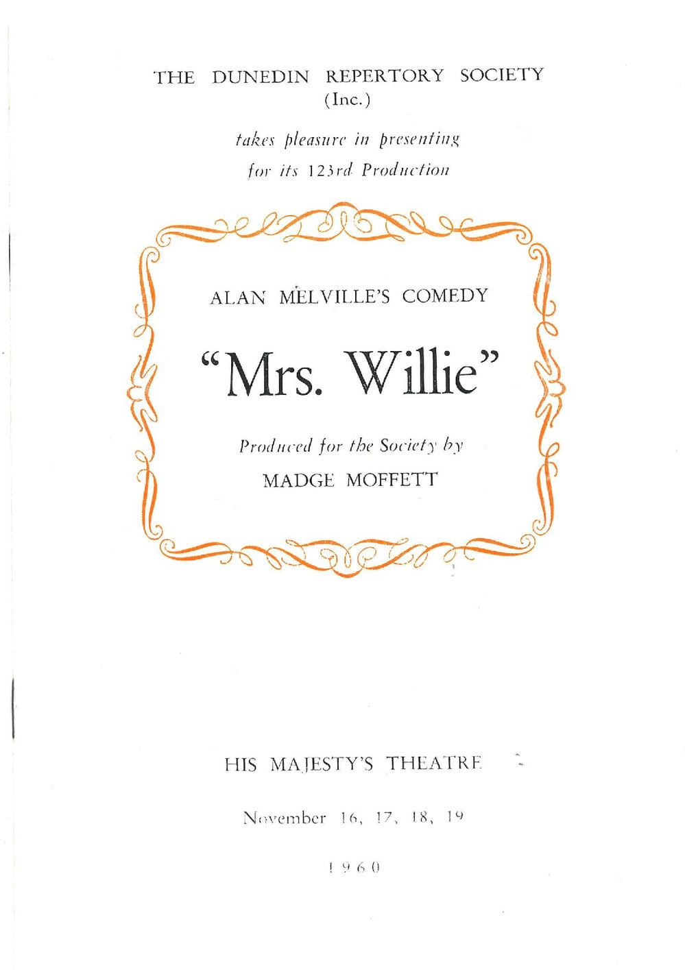 Mrs Willie: Theatrical Programme