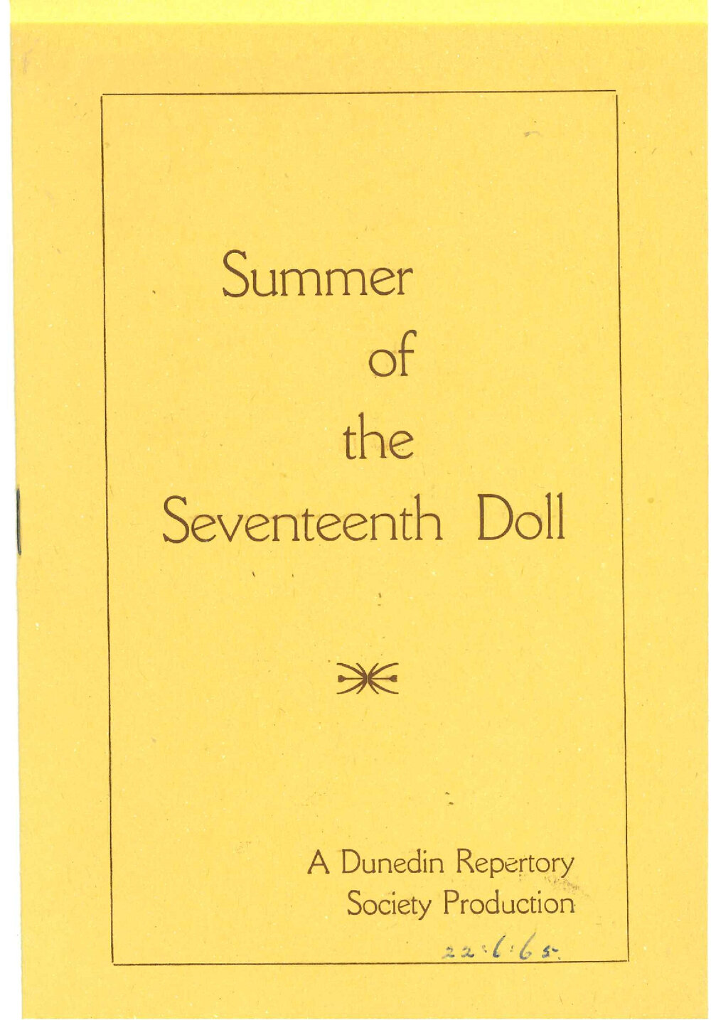 Summer of the Seventeenth Doll: Theatrical Programme