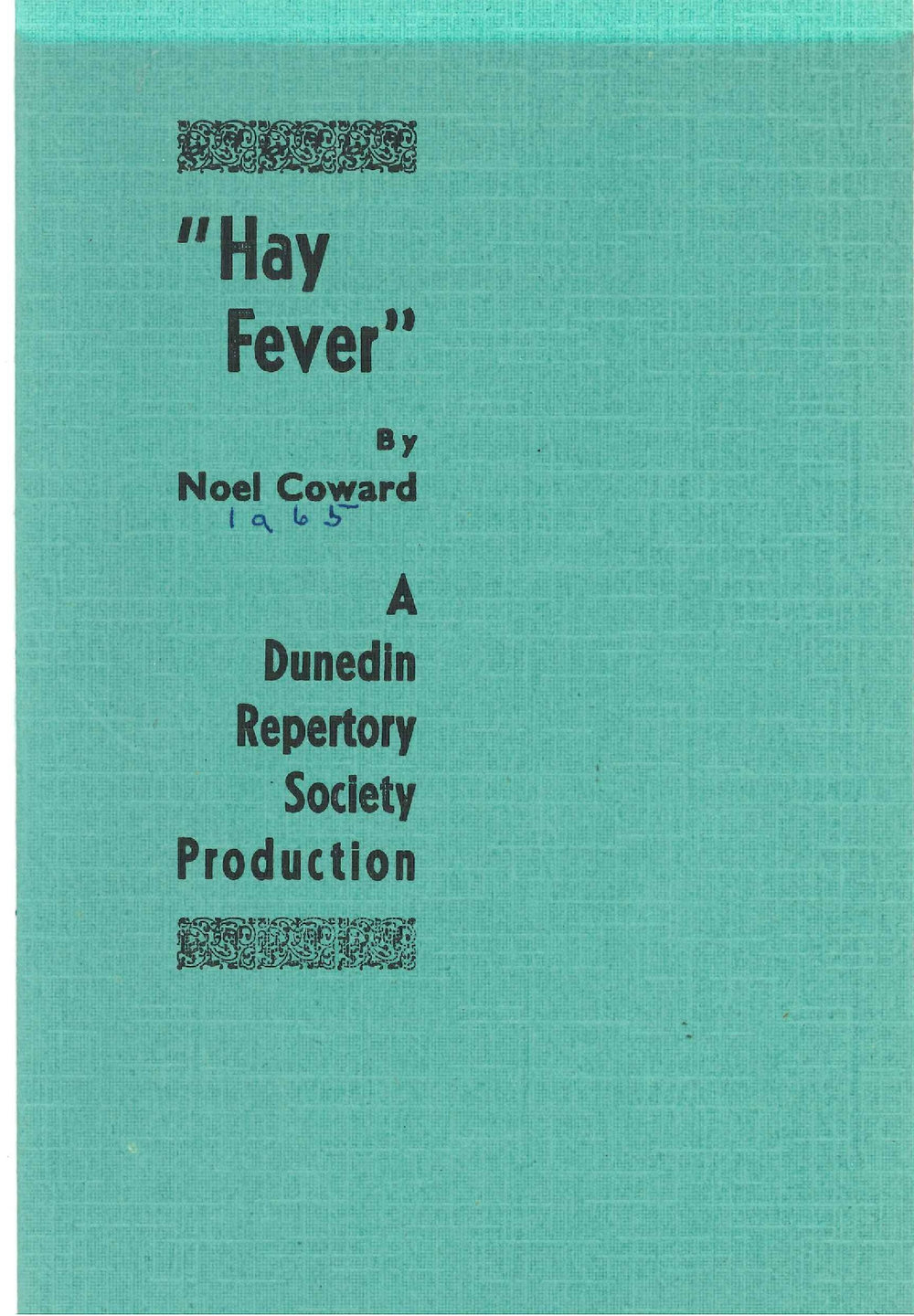 Hay Fever: Theatrical Programme