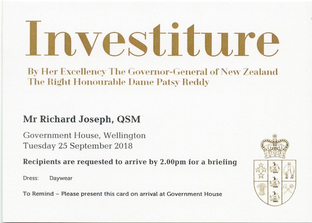Richard Joseph Investiture invitation 2018