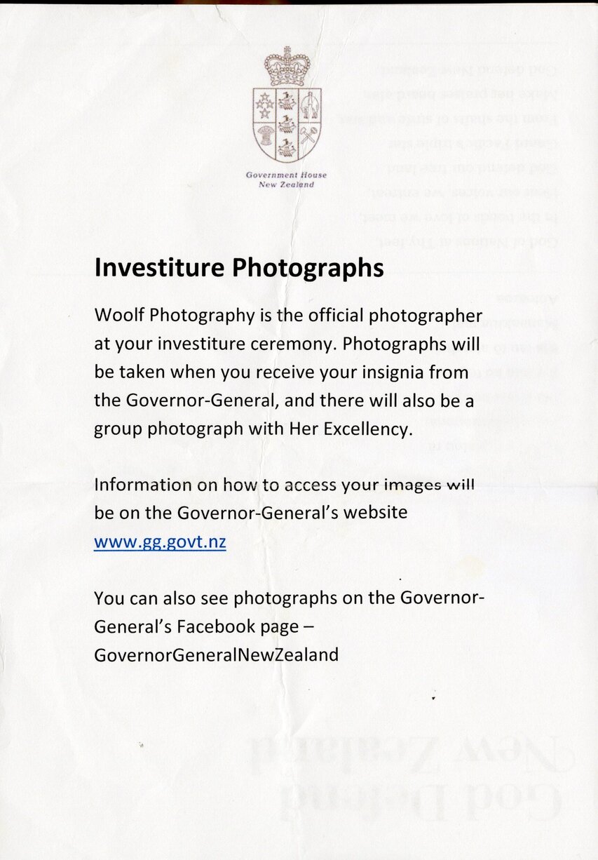 Investiture photo info