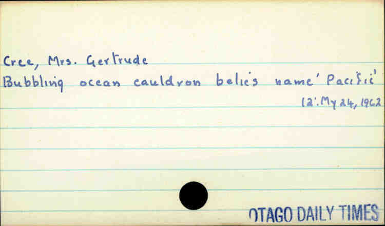 Cree, Mrs.Gertrude