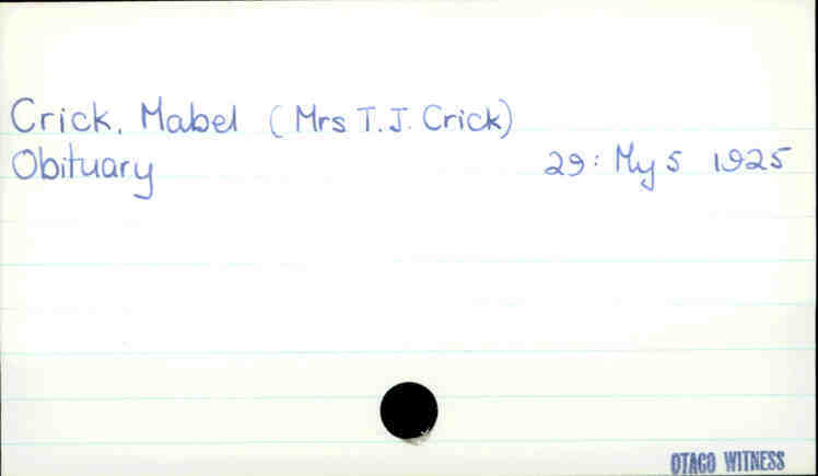 Crick, Mabel (Mrs T.J.Crick)