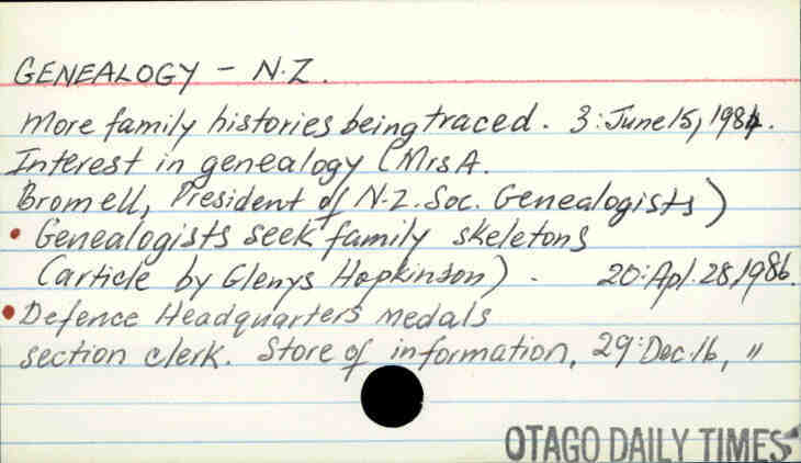 Genealogy - N.Z.
