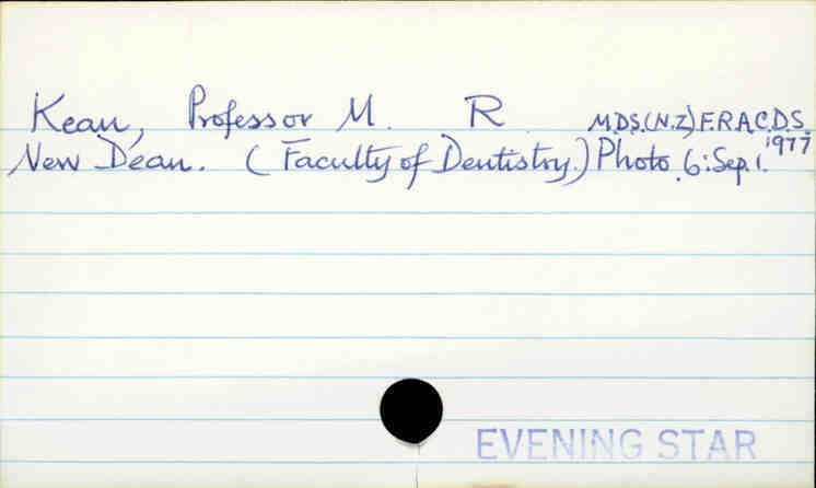 Kean, Professor M.R    M.D.S.(NZ) F.R.A.C.D.S.