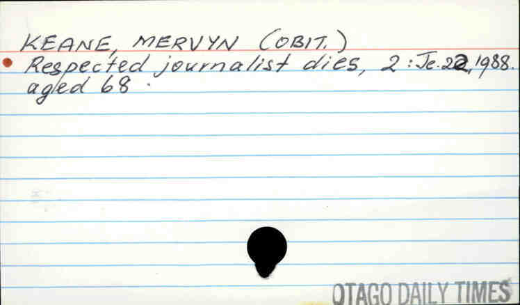 KEANE, MERVYN (OBIT.) 