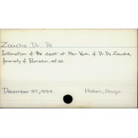 Zouche, Dr De
