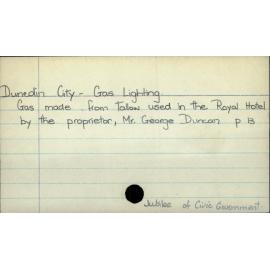Dunedin City - Gas Lighting