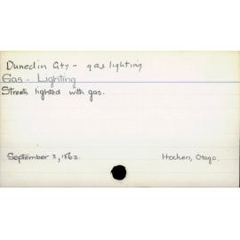 Dunedin City - Gas Lighting