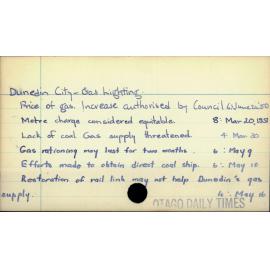 Dunedin City - Gas lighting