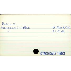 Ball, L V