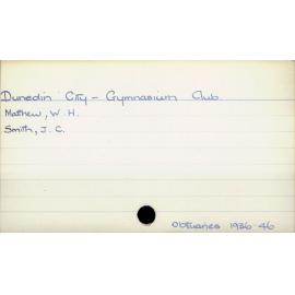 Dunedin City - Gymnasium Club.