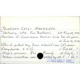 DUNEDIN CITY - HARRIERS.