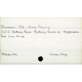 Dunedin City - Horse Racing