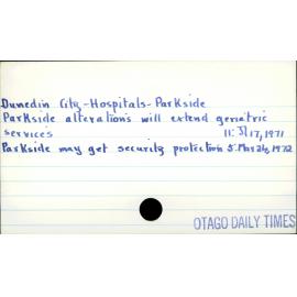 Dunedin City - Hospitals - Parkside