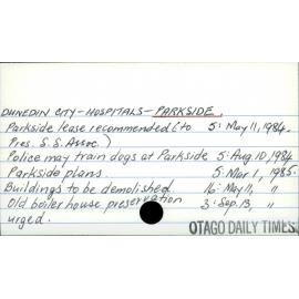 DUNEDIN CITY - HOSPITALS- PARKSIDE.