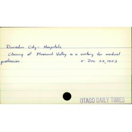 Dunedin City - Hospitals