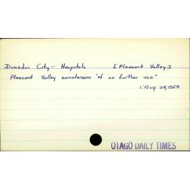 Dunedin City - Hospitals [Pleasant Valley]