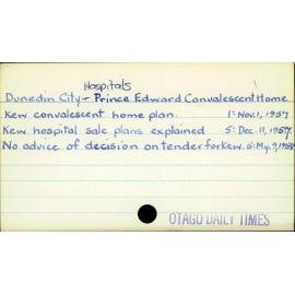 Dunedin City - Hospitals - Prince Edward Convalescent Home