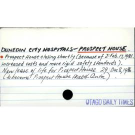 DUNEDIN CITY - HOSPITALS - PROSPECT HOUSE.