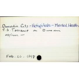 Dunedin City - Hospitals - Mental Health