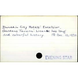 Dunedin City Hotels: Excelsior.