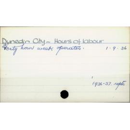 Dunedin City - Hours of labour