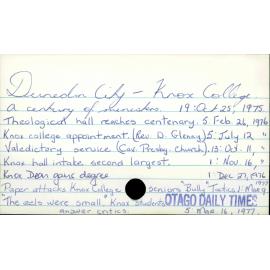 Dunedin City - Knox College.