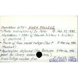DUNEDIN CITY - KNOX COLLEGE.