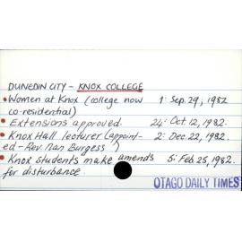 DUNEDIN CITY - KNOX COLLEGE