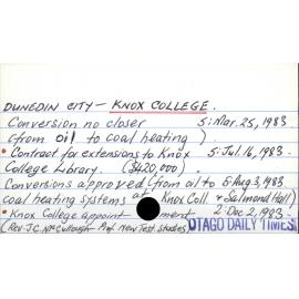 DUNEDIN CITY - KNOX COLLEGE.