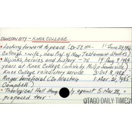 DUNEDIN CITY - KNOX COLLEGE.