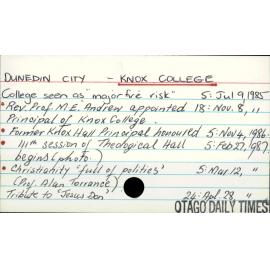 DUNEDIN CITY - KNOX COLLEGE